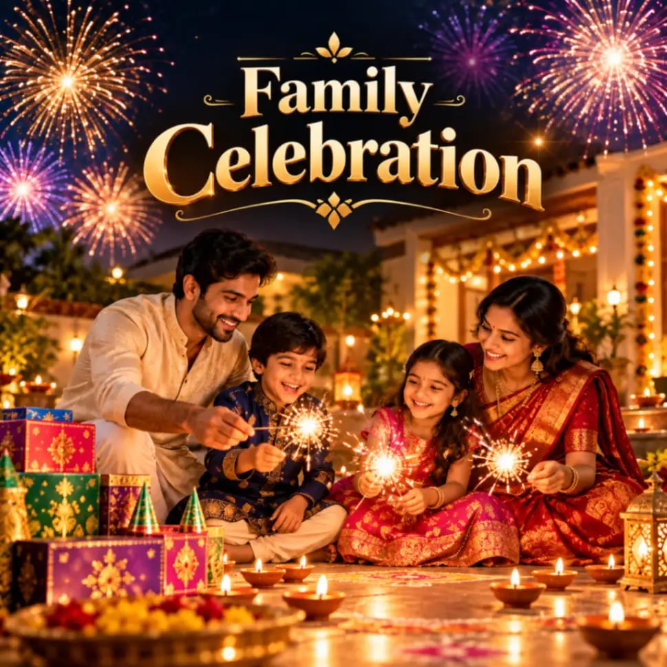 Family Diwali firecracker celebration